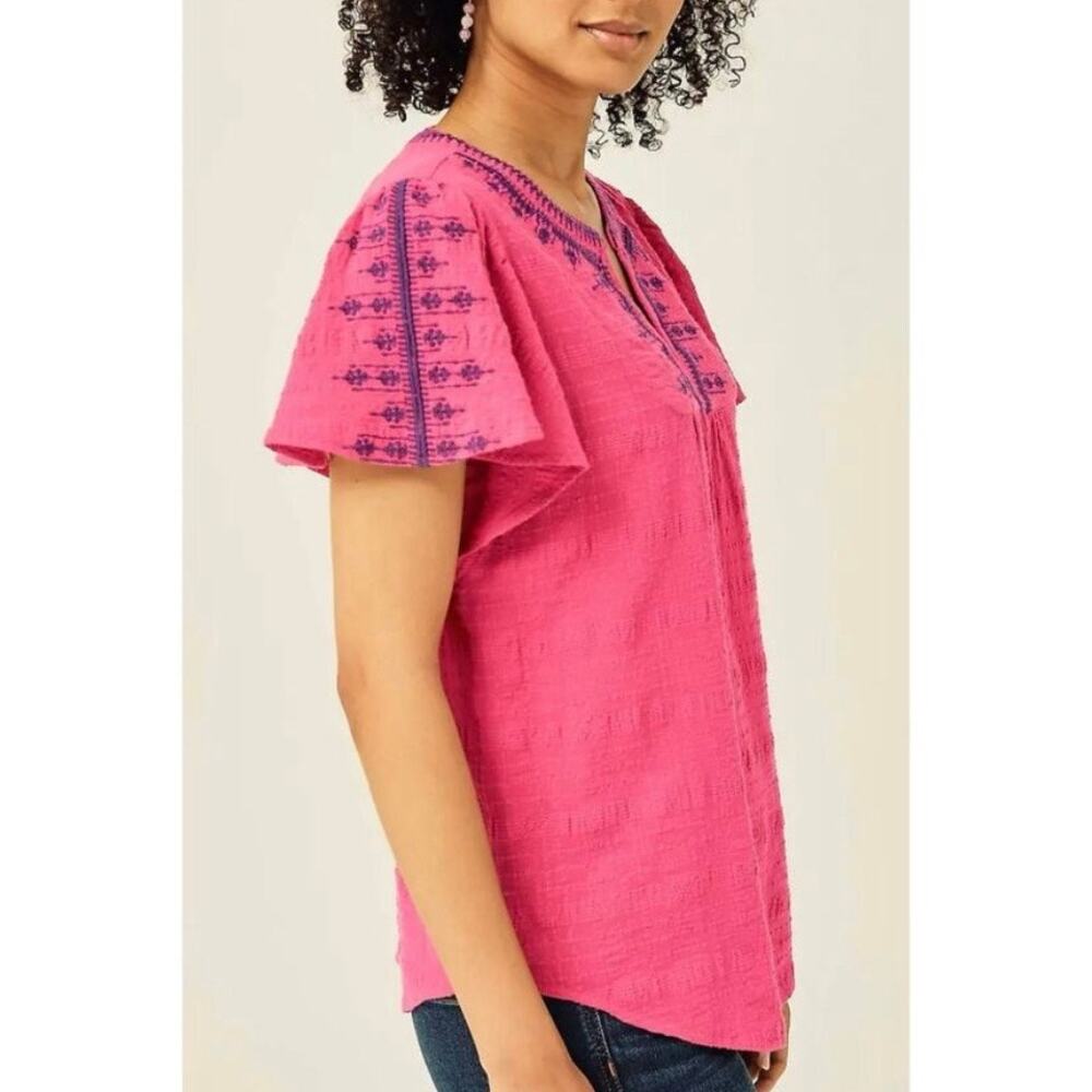 J. Jill Embroidered Textured Top Size Large Petite